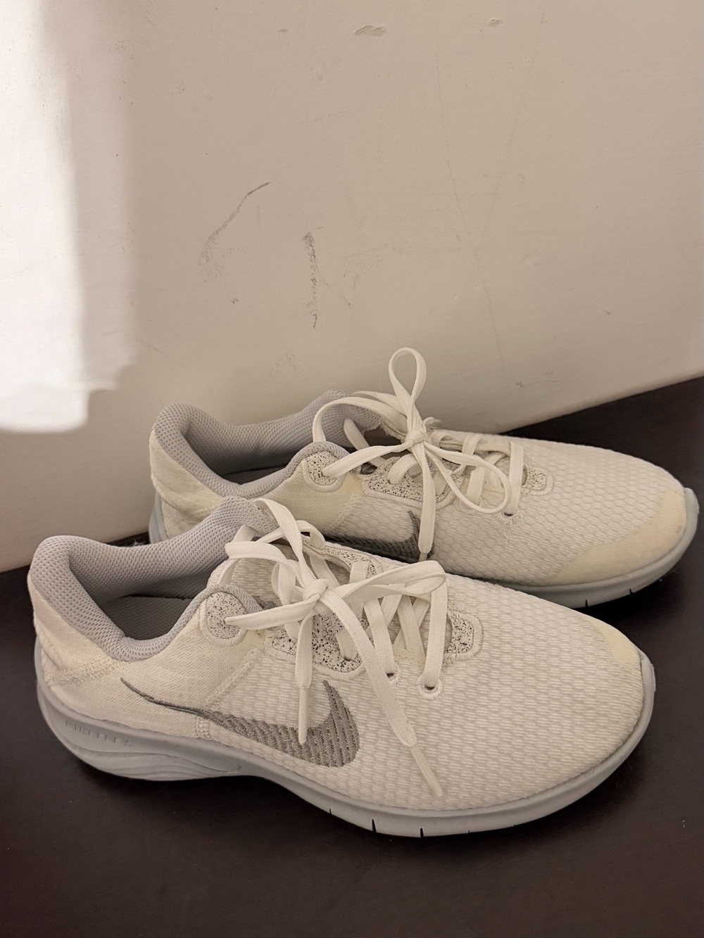 Nike Kids White and Light Gray Lace-Up Sneakers